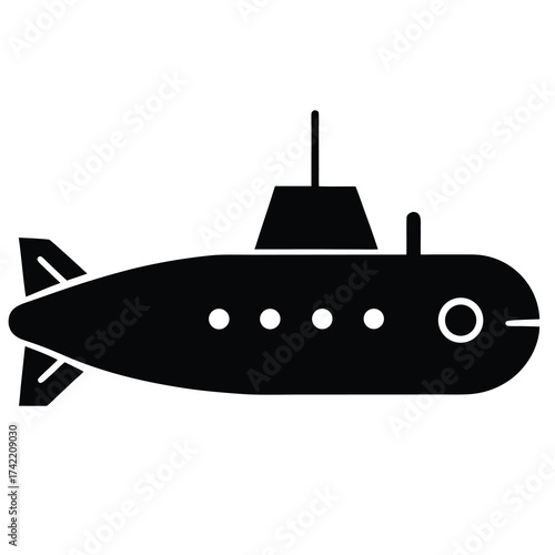submarine Silhouette Icon Vector Art