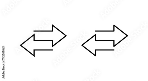 Exchange arrow icon. Two way arrows symbol. Data transfer sign. Editable stroke