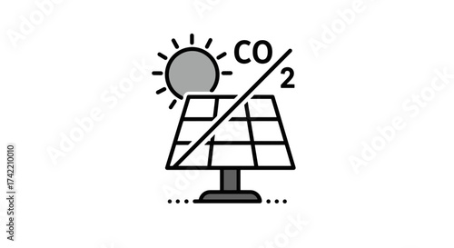 Solar panel generating clean energy and reducing carbon dioxide emissions for a sustainable future.