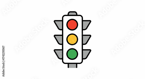 Colorful traffic light icon with red yellow green signals for road safety.