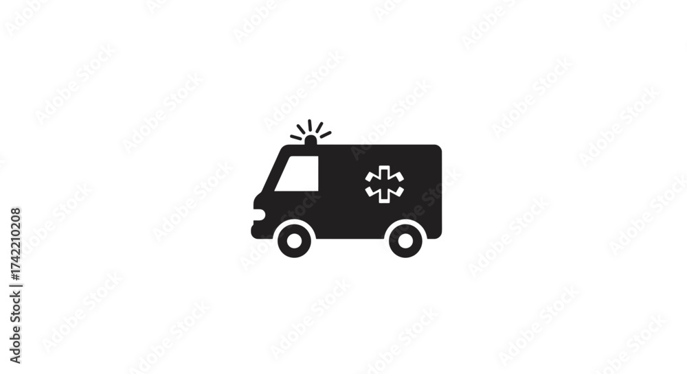 Fototapeta premium Ambulance vehicle icon for emergency medical services and healthcare.