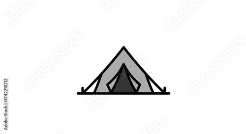 Simple camping tent icon for outdoor adventure and travel.