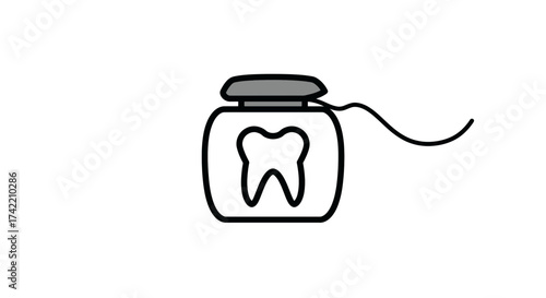 Dental Floss Dispenser with Tooth Icon for Oral Hygiene.