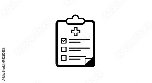 Medical Health Record Checklist Icon for Patient Care and Hospital Administration.