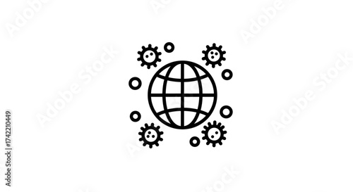 Global Virus Pandemic Spread Icon.