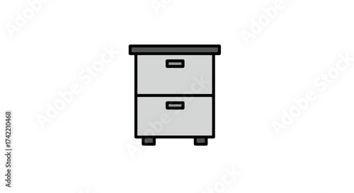 Simple twodrawer filing cabinet icon for office document storage.