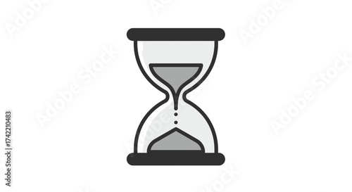 Simple flat design hourglass icon representing time passing and deadlines.