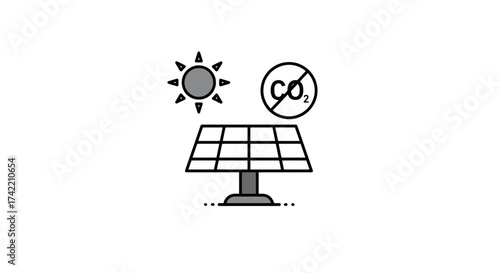 Solar panel generating clean energy with no carbon dioxide emissions.