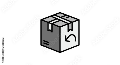 Delivery box with return arrow icon for ecommerce logistics.