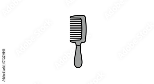 Simple grey comb illustration for hair care and styling.