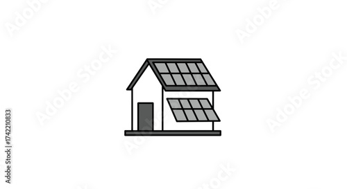 Modern House with Solar Panels for Sustainable Energy.