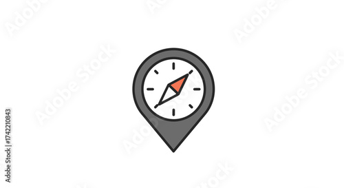 Colorful compass in map pin icon for navigation and direction.