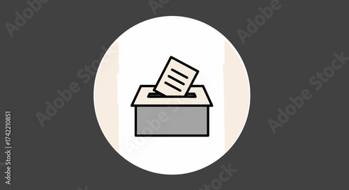 Simple illustration of a ballot box with a vote being cast representing elections and democracy.