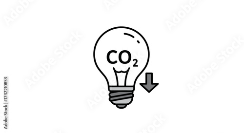 CO2 Reduction Light Bulb Icon Symbolizing Energy Efficiency.