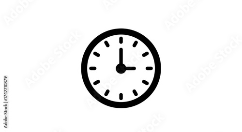 Simple black clock icon representing time and scheduling.