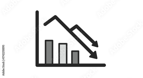 Bar chart showing financial decline and negative business trend.