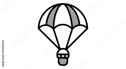 Simple Parachute Icon with Basket Graphic.