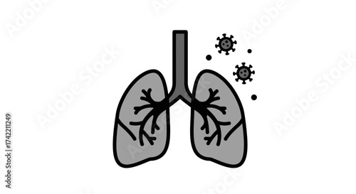 Human Lungs Infected by Virus Particles Representing Respiratory Illness and Disease.
