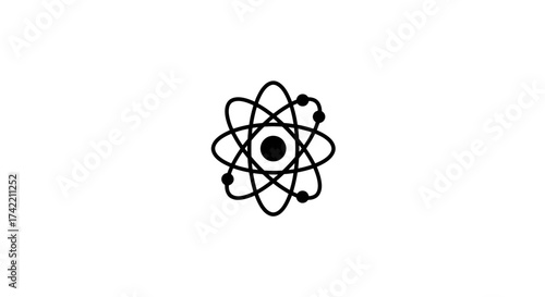 Atomic structure icon representing science and technology concepts.