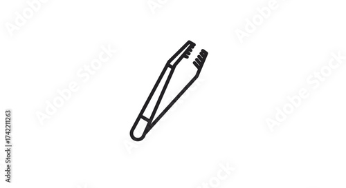 Simple line art icon of tweezers for beauty and medical applications.