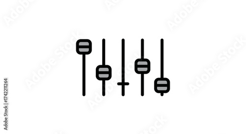 Audio Mixer Equalizer Faders Icon for Sound Adjustment.