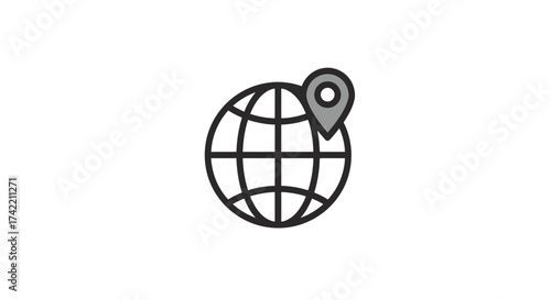 Global location pin icon representing worldwide navigation and international positioning.
