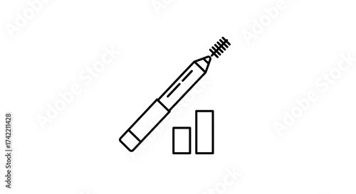 Eyebrow Pencil with Brush Icon Line Art Illustration.