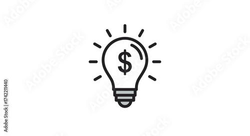 Financial idea concept with dollar sign lightbulb representing business innovation and profit.