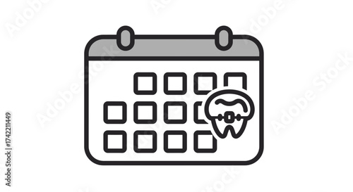 Dental Appointment Calendar Icon Tooth Health Checkup Reminder.