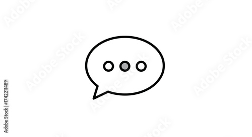Speech bubble icon with three dots indicating typing or message progress.