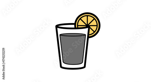 Stylized Glass with Lemon Slice Icon Illustration.