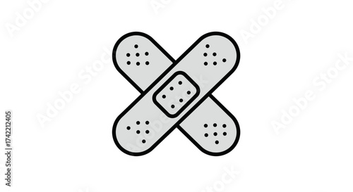 Crossed Band Aids Medical Plaster Icon First Aid Symbol.