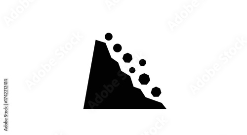Landslide warning sign icon rockfall hazard symbol.
