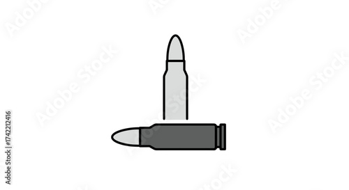 Simple illustration of two rifle bullets or cartridges in a flat design style.