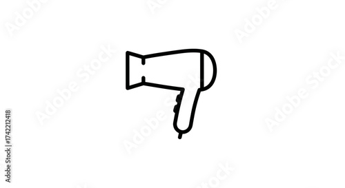 Hair Dryer Icon Outline Simple Black and White Graphic Design Element.