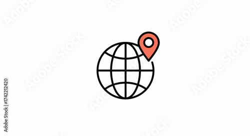 Global location pinpoint icon worldwide travel and business concept.