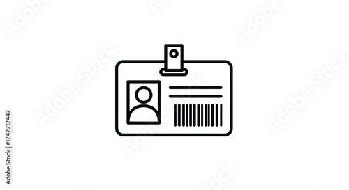 Identification card icon with photo placeholder and barcode.