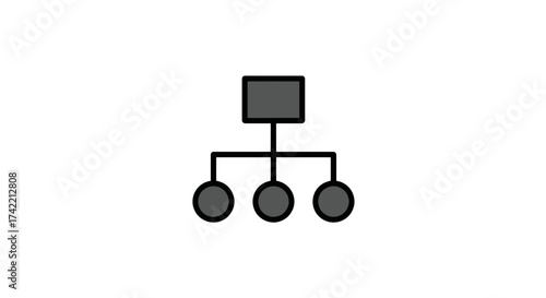 Hierarchical Network Diagram Icon Representing Connected System Structure.