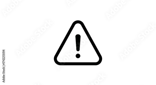 Warning sign icon with exclamation mark in black triangle.