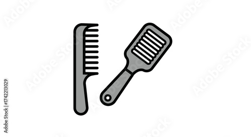 Hair comb and brush grooming tools vector illustration.