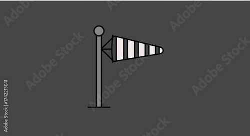Simple windsock illustration indicating wind direction and speed.