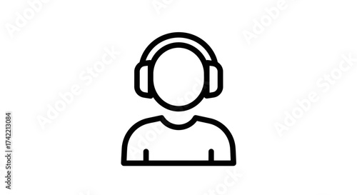 Generic user icon with headphones for audio listening or customer support.