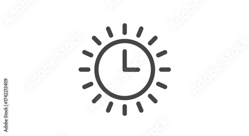 Sun and clock icon representing daytime schedule or time management.