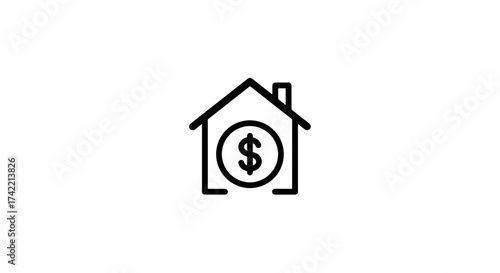 House with dollar sign icon representing real estate finance and property investment.
