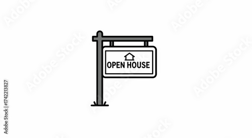 Open House sign illustration for real estate property sales.