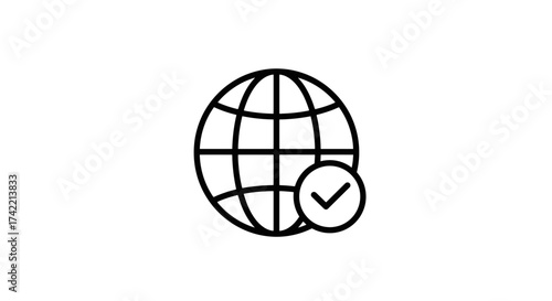 Global Network Verified Icon Representing Worldwide Internet Connection Success.
