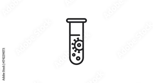 Test tube with virus or bacteria microorganism for scientific research and medical analysis.