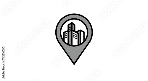 Free Download City Buildings Location Pin Icon Urban Navigation Symbol. - GFXLoad