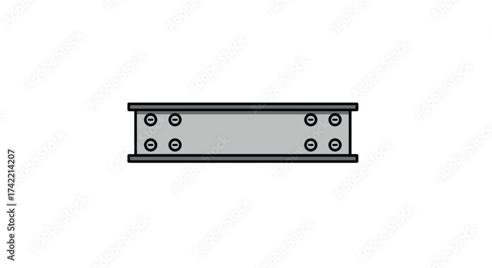 Obraz premium Industrial I beam with bolts construction element illustration.
