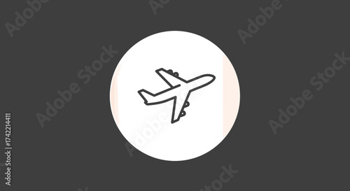 Simple line art airplane icon for travel and aviation concepts.